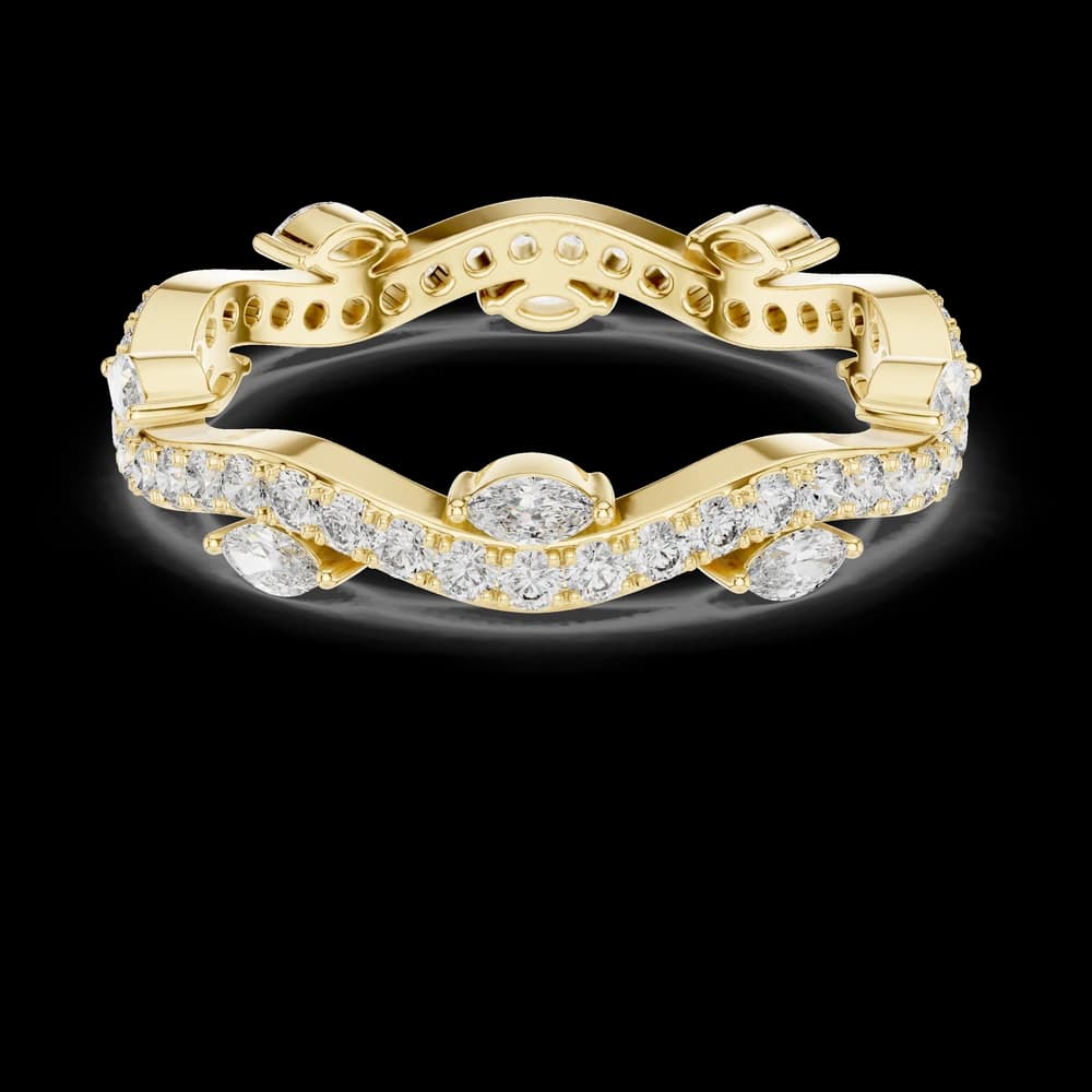 Wave Pattern Marquise & Round Diamond Ring - Image 3 Wave Pattern Marquise & Round Diamond Ring, view 3 of 6