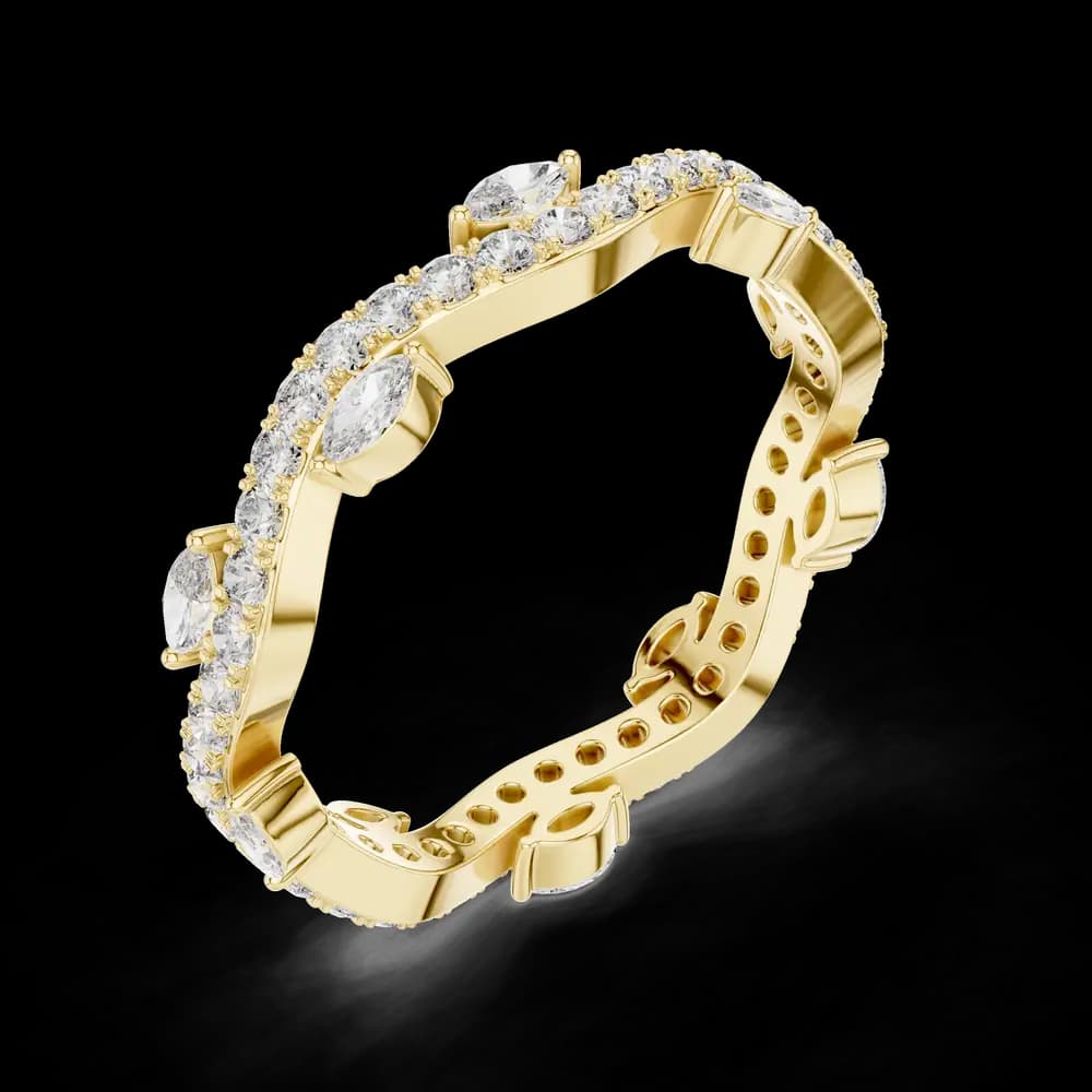 Wave Pattern Marquise & Round Diamond Ring - Image 5 Wave Pattern Marquise & Round Diamond Ring, view 5 of 6