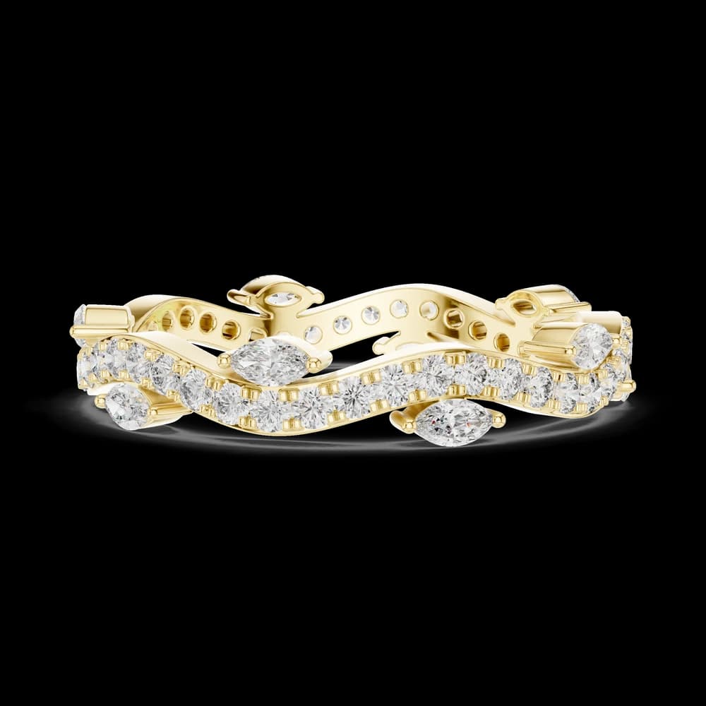 Wave Pattern Marquise & Round Diamond Ring - Image 6 Wave Pattern Marquise & Round Diamond Ring, view 6 of 6