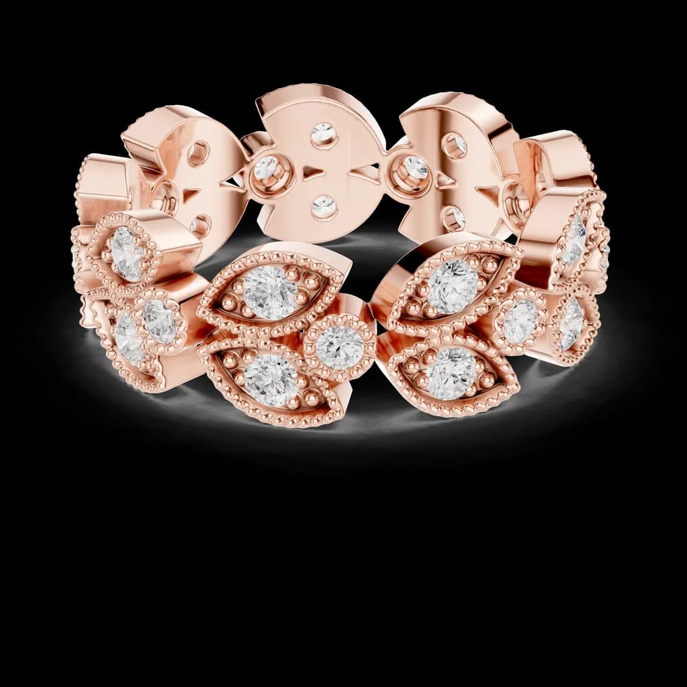 Vintage Marquise Leaf Cut Round Diamond Band - Image 1 Vintage Marquise Leaf Cut Round Diamond Band, view 1 of 6