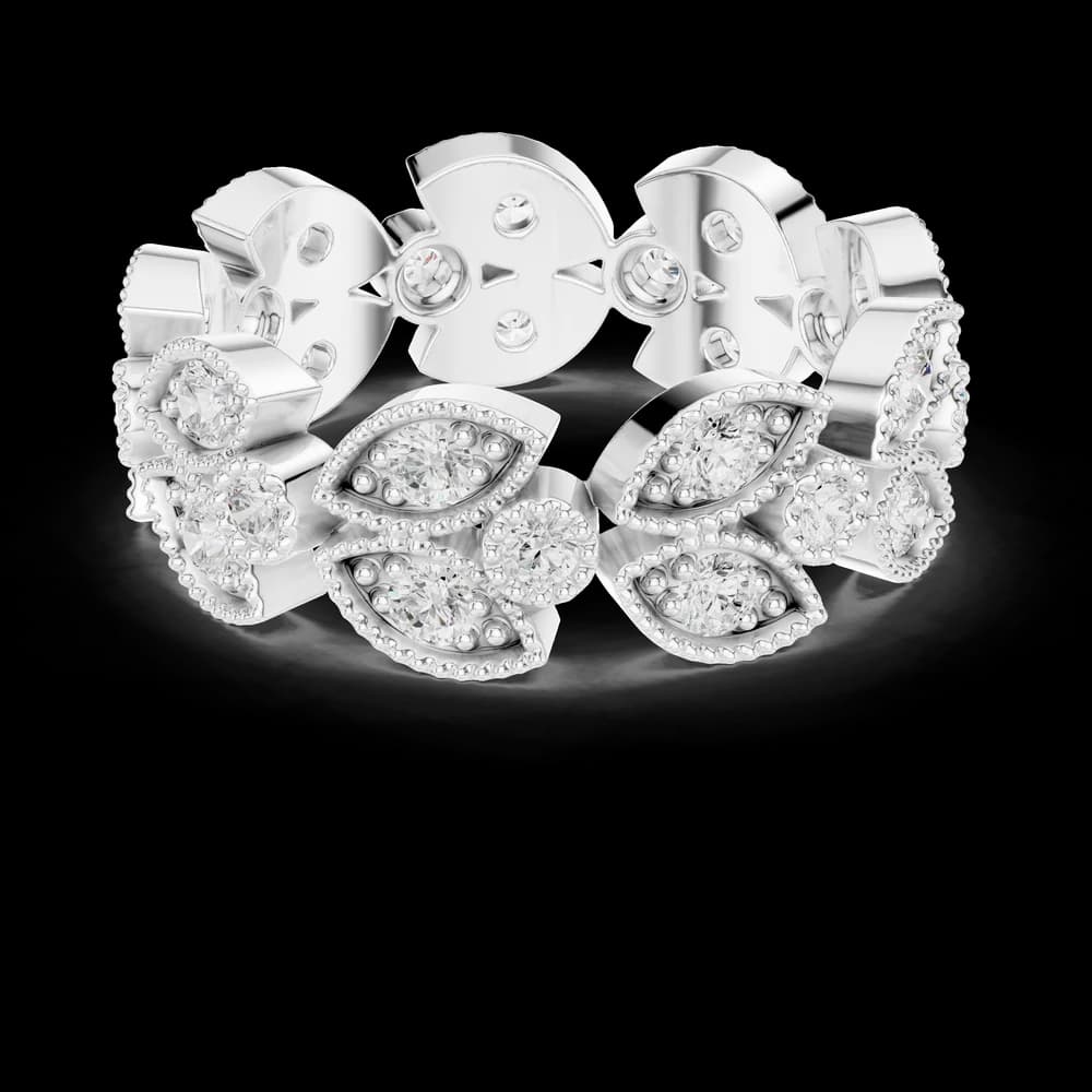 Vintage Marquise Leaf Cut Round Diamond Band - Image 2 Vintage Marquise Leaf Cut Round Diamond Band, view 2 of 6