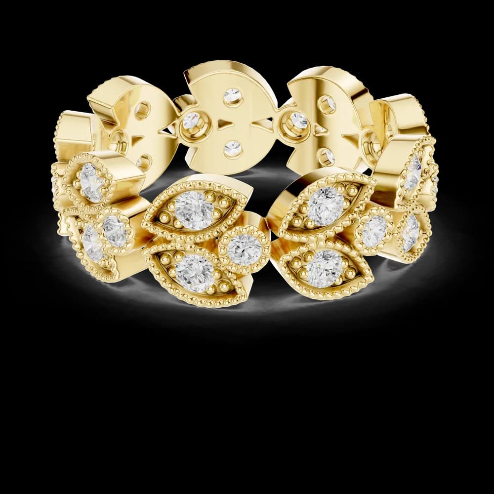 Vintage Marquise Leaf Cut Round Diamond Band - Image 3 Vintage Marquise Leaf Cut Round Diamond Band, view 3 of 6