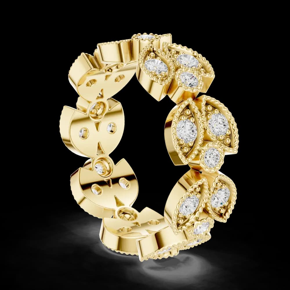 Vintage Marquise Leaf Cut Round Diamond Band - Image 4 Vintage Marquise Leaf Cut Round Diamond Band, view 4 of 6