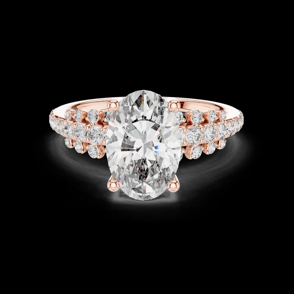 Elongated Oval Center with Triple-Row Pave Accent Lab Grown Diamond Ring - Image 1 Elongated Oval Center with Triple-Row Pave Accent Lab Grown Diamond Ring, view 1 of 5