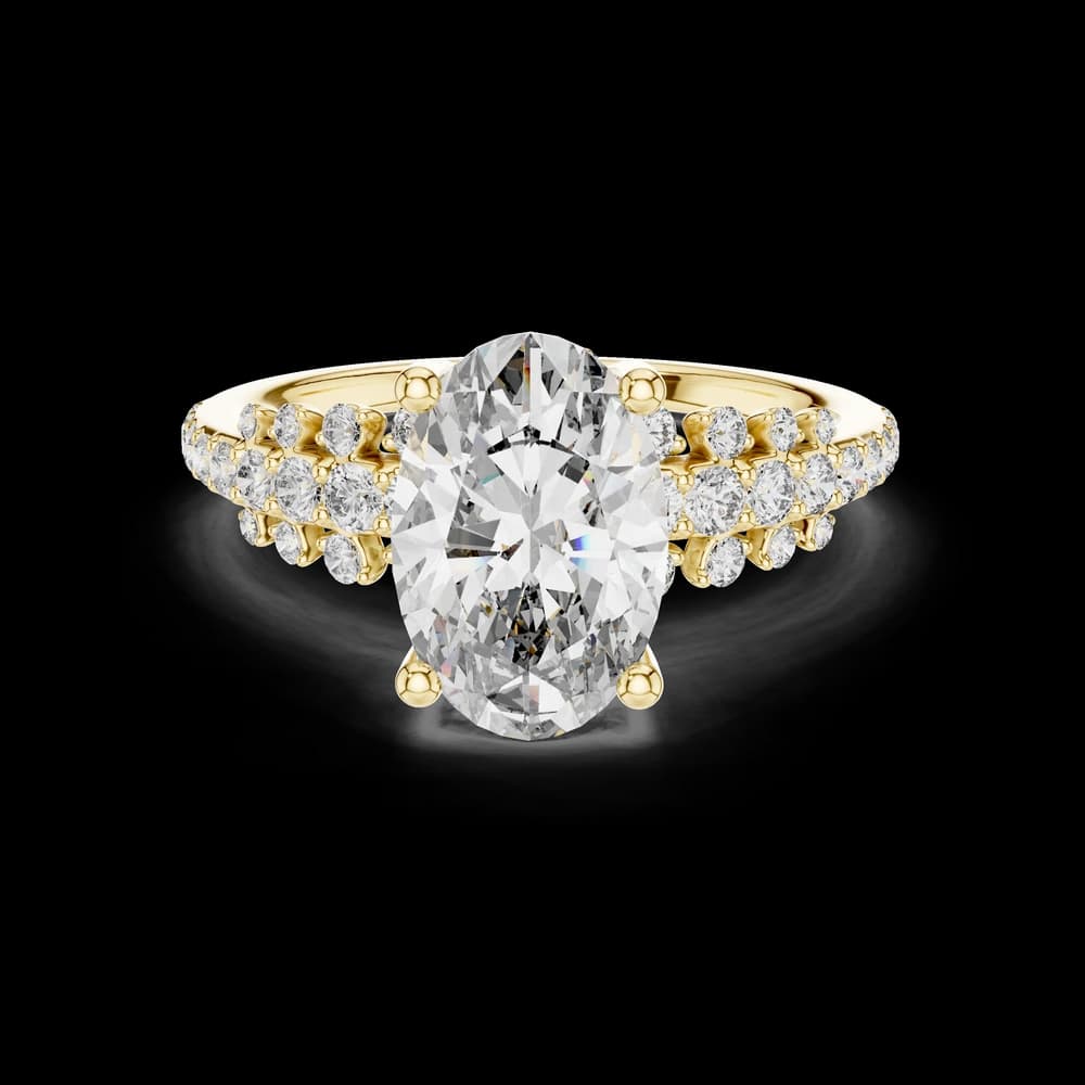 Elongated Oval Center with Triple-Row Pave Accent Lab Grown Diamond Ring - Image 3 Elongated Oval Center with Triple-Row Pave Accent Lab Grown Diamond Ring, view 3 of 5