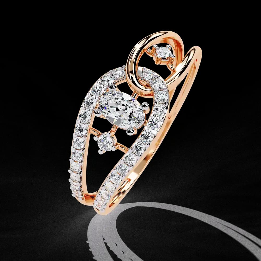 Contemporary Lab Grown Diamond oval Ring - Image 1 Contemporary Lab Grown Diamond oval Ring, view 1 of 4