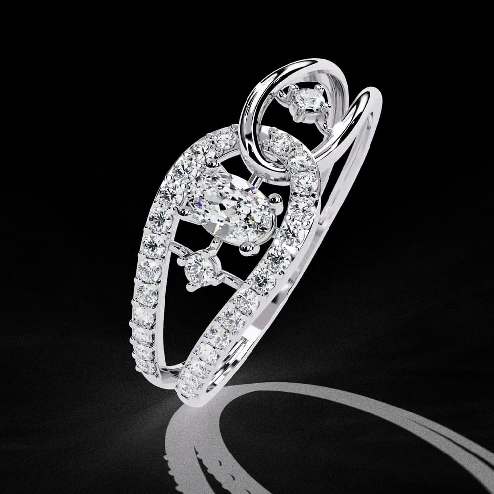 Contemporary Lab Grown Diamond oval Ring - Image 3 Contemporary Lab Grown Diamond oval Ring, view 3 of 4