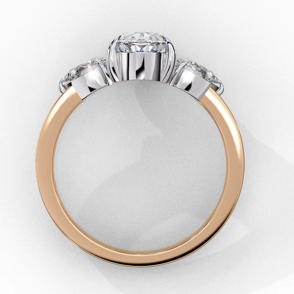 Contemporary Three-Stone Oval Lab Grown Diamond Ring - Image 2 Contemporary Three-Stone Oval Lab Grown Diamond Ring, view 2 of 4