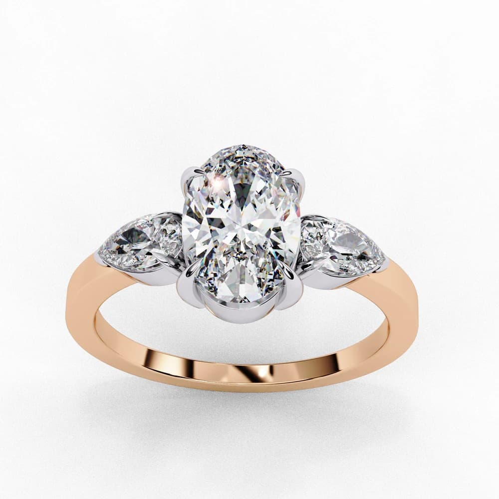 Contemporary Three-Stone Oval Lab Grown Diamond Ring - Image 3 Contemporary Three-Stone Oval Lab Grown Diamond Ring, view 3 of 4