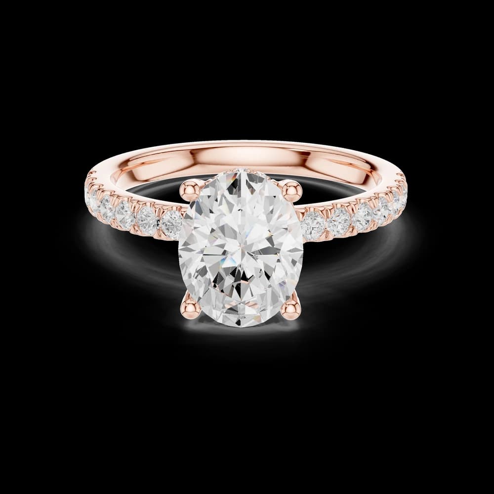 Oval Solitaire Pave Lab Grown Ring - Image 1 Oval Solitaire Pave Lab Grown Ring, view 1 of 6
