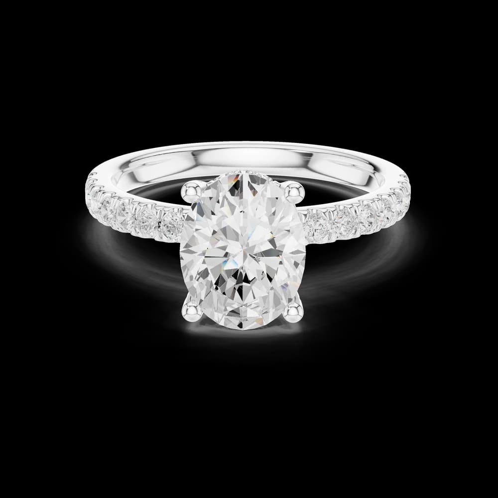 Oval Solitaire Pave Lab Grown Ring - Image 2 Oval Solitaire Pave Lab Grown Ring, view 2 of 6