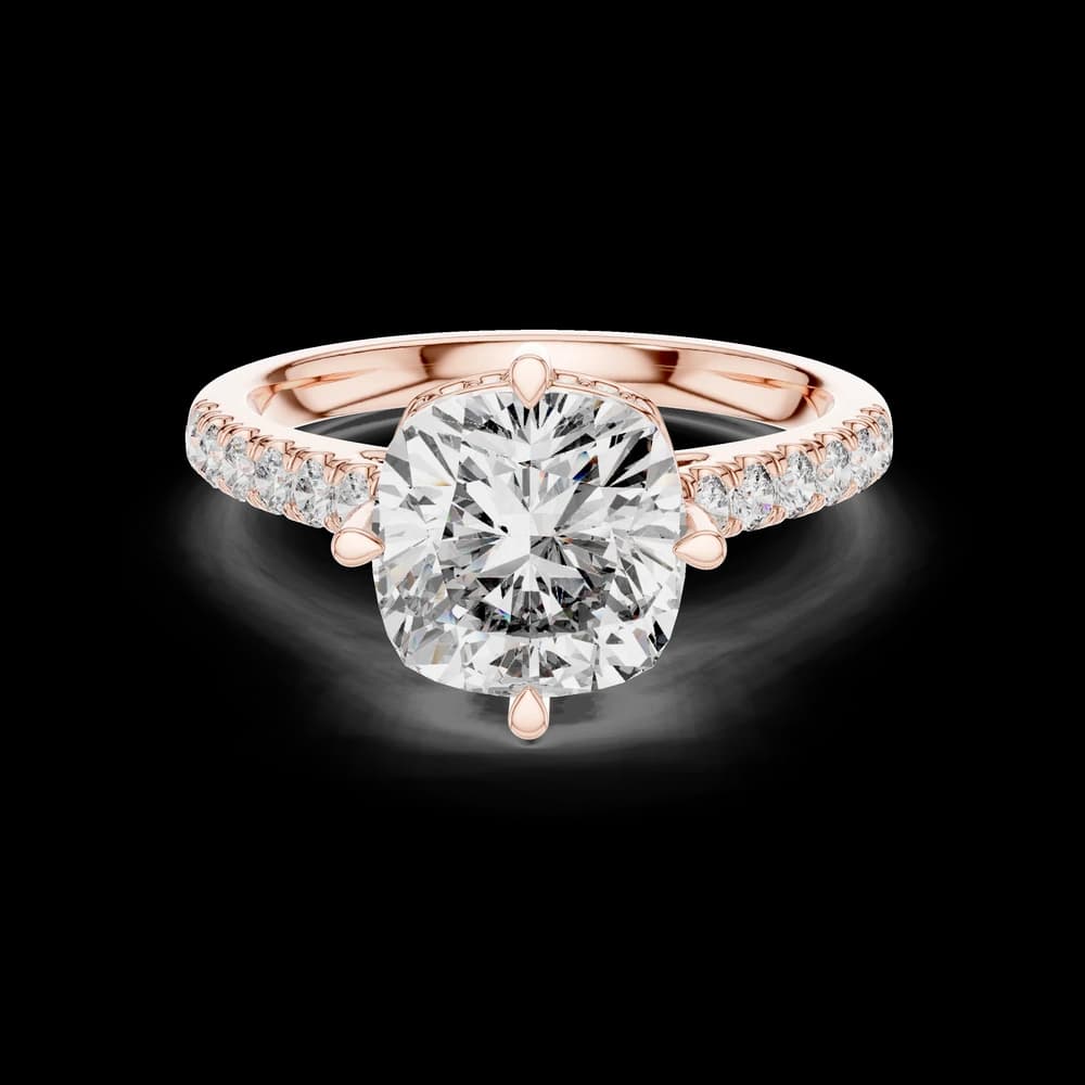 Cushion Hidden Halo Lab Grown Diamond Ring - Image 1 Cushion Hidden Halo Lab Grown Diamond Ring, view 1 of 6