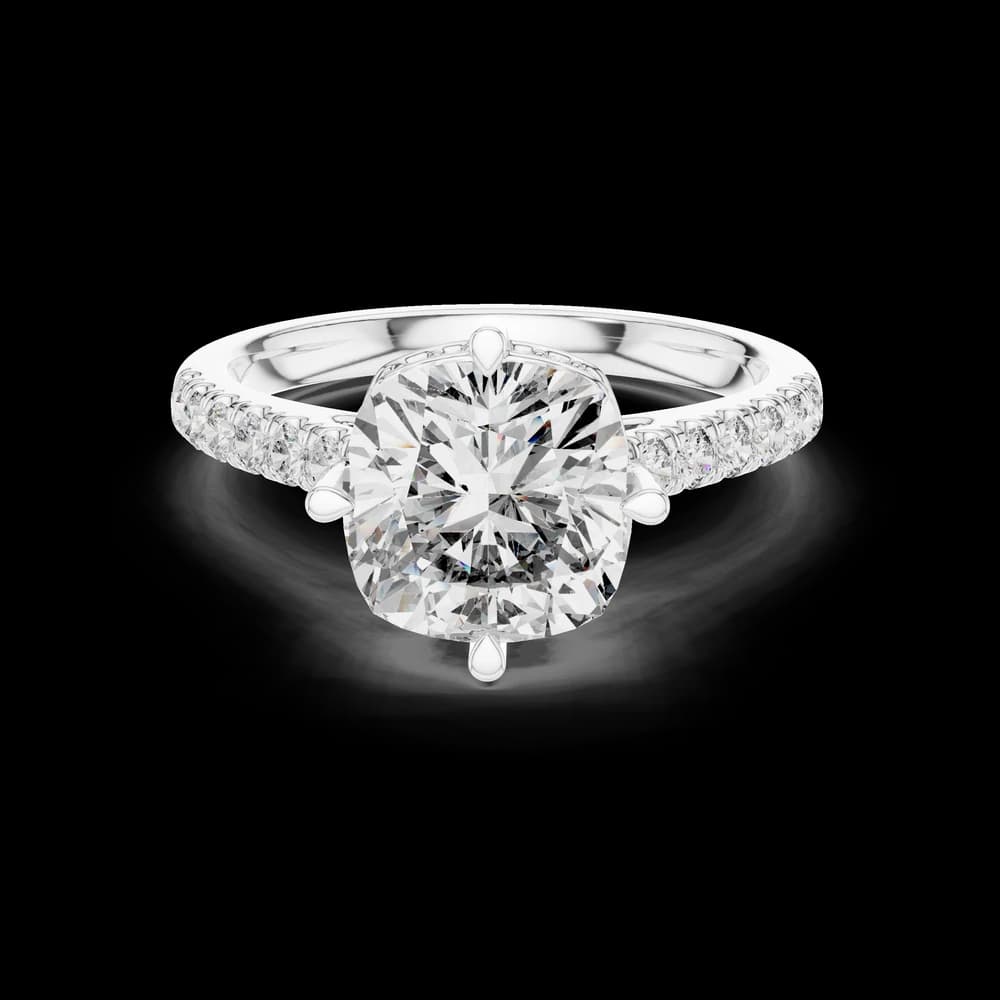 Cushion Hidden Halo Lab Grown Diamond Ring - Image 2 Cushion Hidden Halo Lab Grown Diamond Ring, view 2 of 6