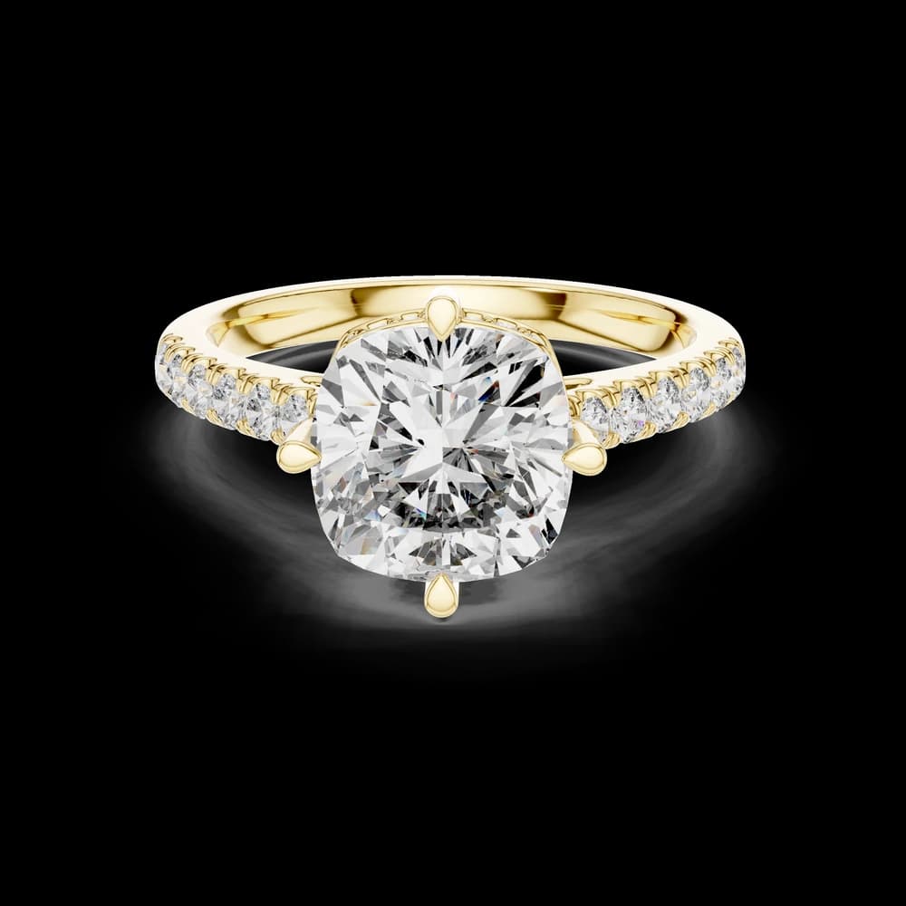 Cushion Hidden Halo Lab Grown Diamond Ring - Image 3 Cushion Hidden Halo Lab Grown Diamond Ring, view 3 of 6