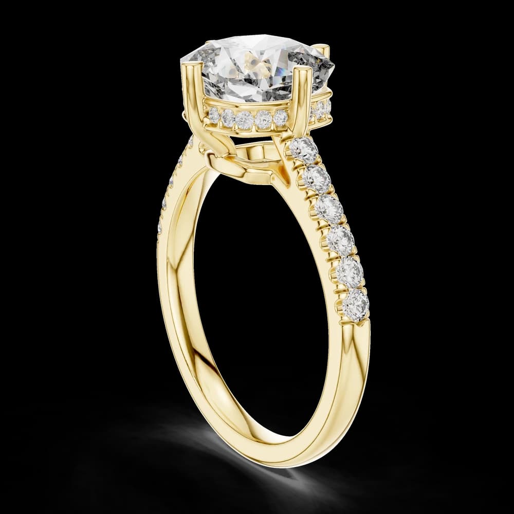 Cushion Hidden Halo Lab Grown Diamond Ring - Image 4 Cushion Hidden Halo Lab Grown Diamond Ring, view 4 of 6