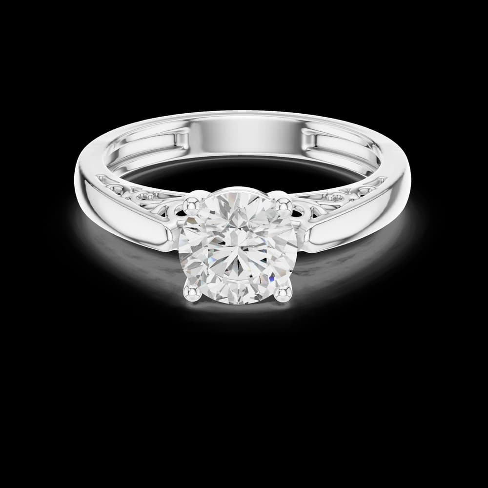 Classic Filigree Round Solitaire Ring - Image 2 Classic Filigree Round Solitaire Ring, view 2 of 6