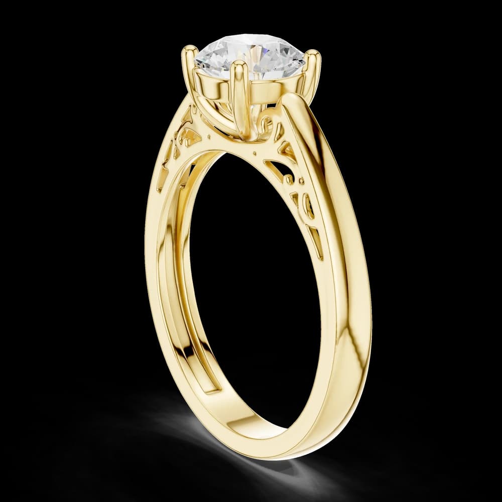 Classic Filigree Round Solitaire Ring - Image 4 Classic Filigree Round Solitaire Ring, view 4 of 6