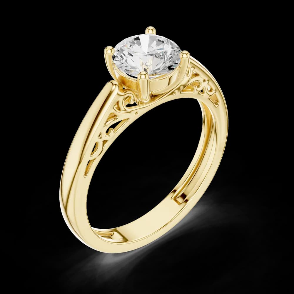 Classic Filigree Round Solitaire Ring - Image 5 Classic Filigree Round Solitaire Ring, view 5 of 6