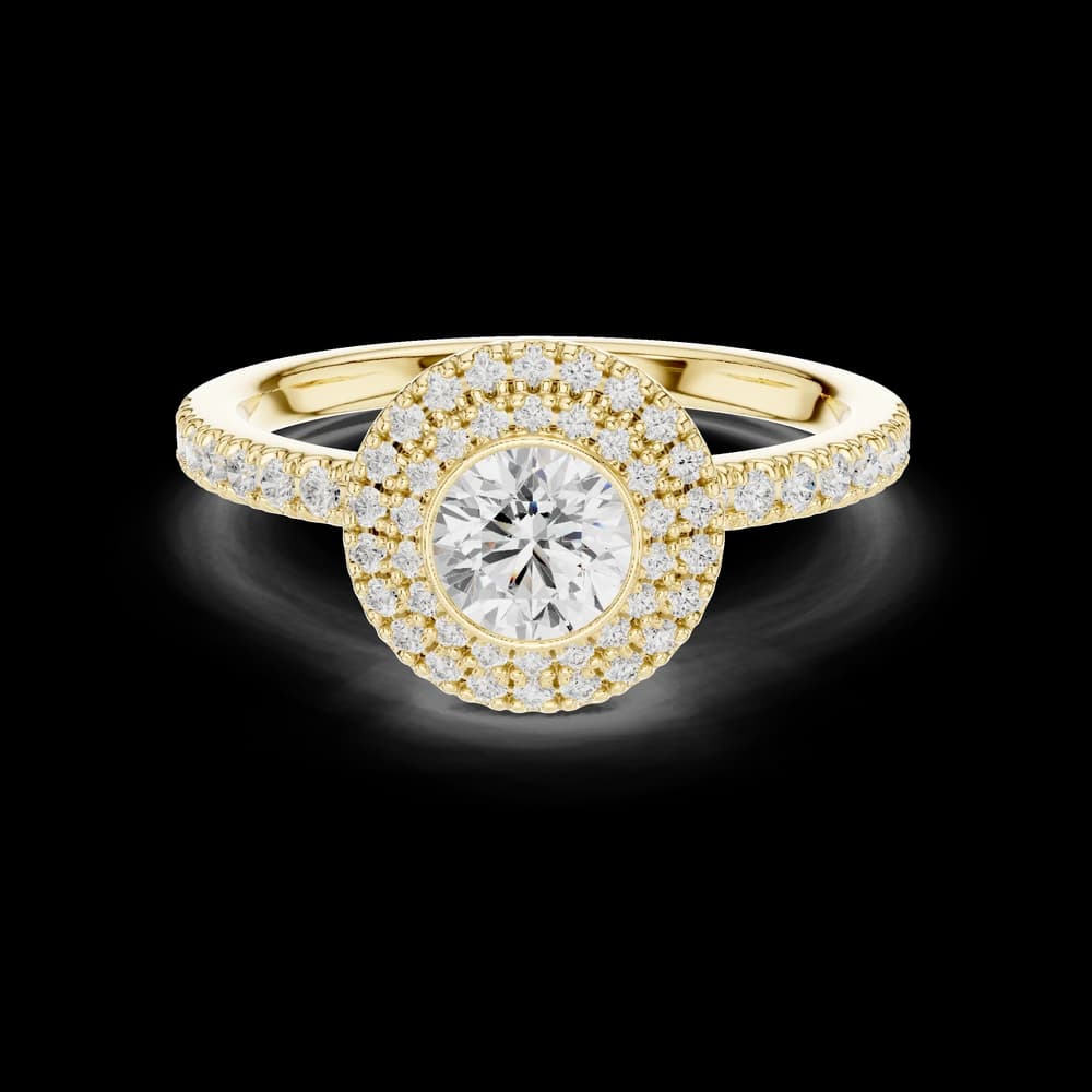 Round Double Halo Pavé Band Lab Grown Ring - Image 3 Round Double Halo Pavé Band Lab Grown Ring, view 3 of 6