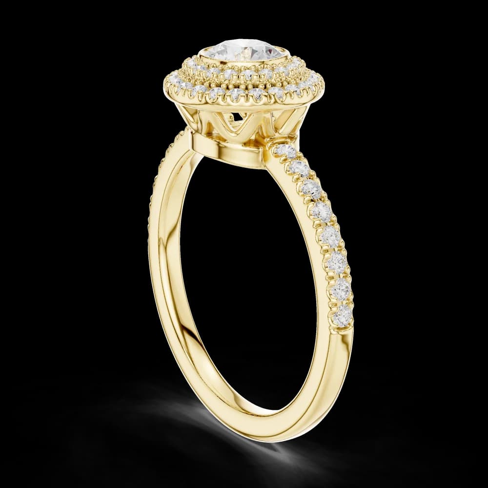 Round Double Halo Pavé Band Lab Grown Ring - Image 4 Round Double Halo Pavé Band Lab Grown Ring, view 4 of 6