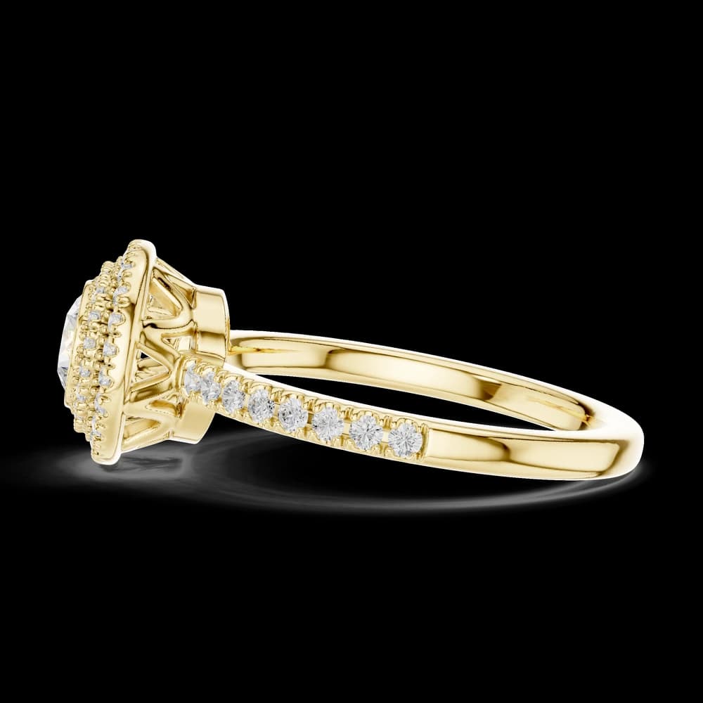 Round Double Halo Pavé Band Lab Grown Ring - Image 6 Round Double Halo Pavé Band Lab Grown Ring, view 6 of 6