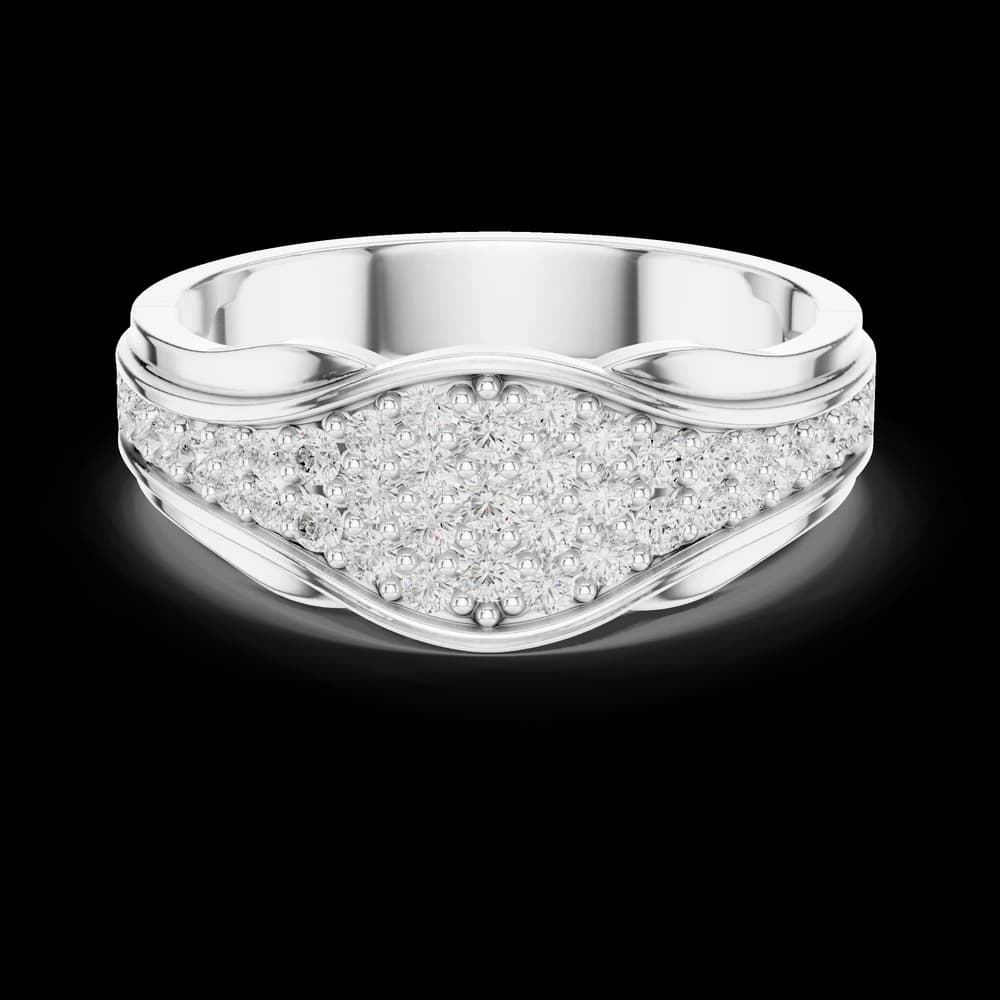Contoured Pavé Diamond Wide Band - Image 2 Contoured Pavé Diamond Wide Band, view 2 of 6