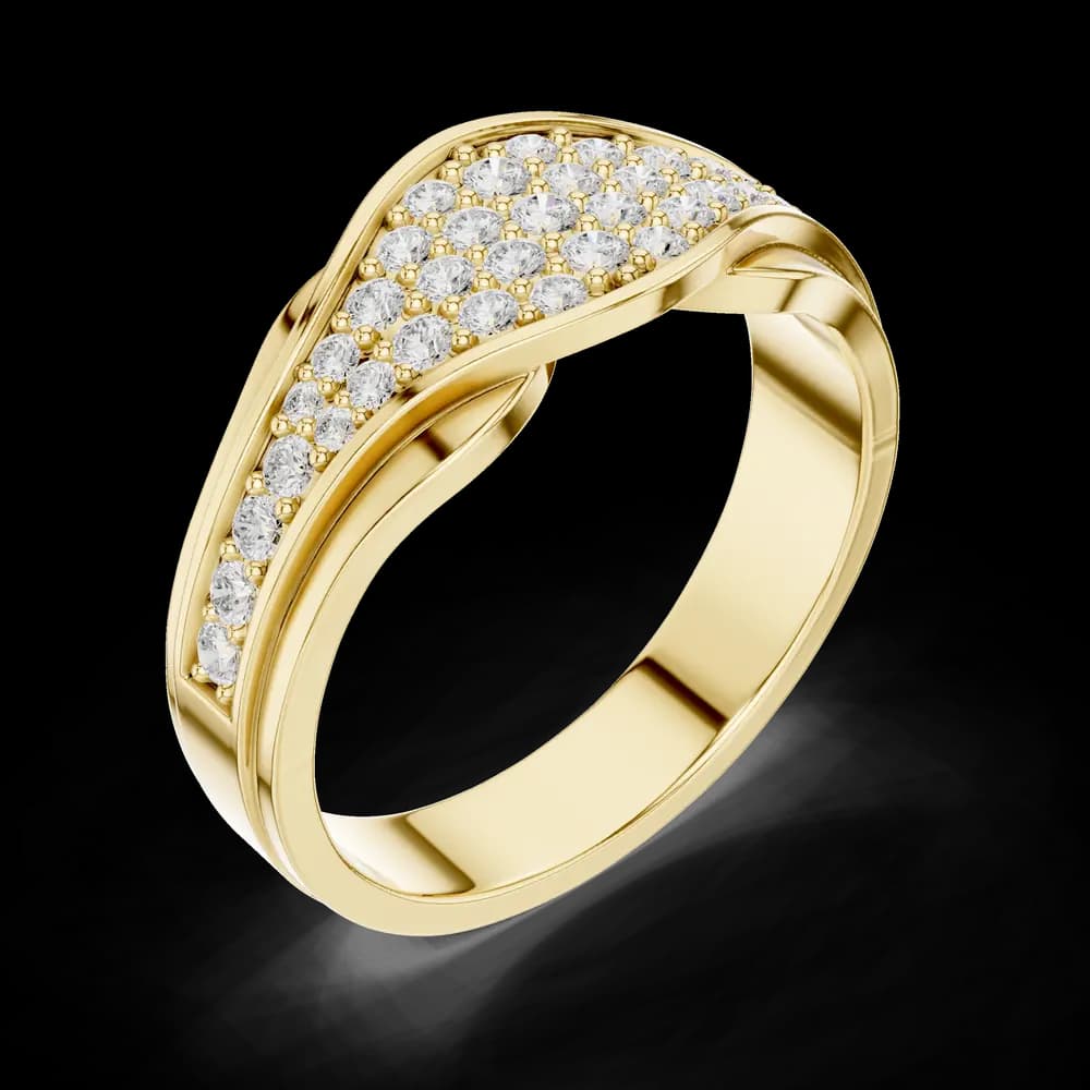 Contoured Pavé Diamond Wide Band - Image 5 Contoured Pavé Diamond Wide Band, view 5 of 6