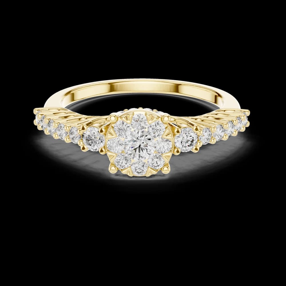 Elegant Round Cluster Pave Lab Grown Diamond Ring - Image 3 Elegant Round Cluster Pave Lab Grown Diamond Ring, view 3 of 6