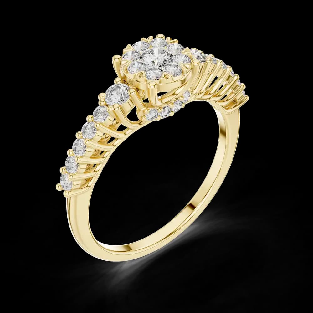 Elegant Round Cluster Pave Lab Grown Diamond Ring - Image 5 Elegant Round Cluster Pave Lab Grown Diamond Ring, view 5 of 6