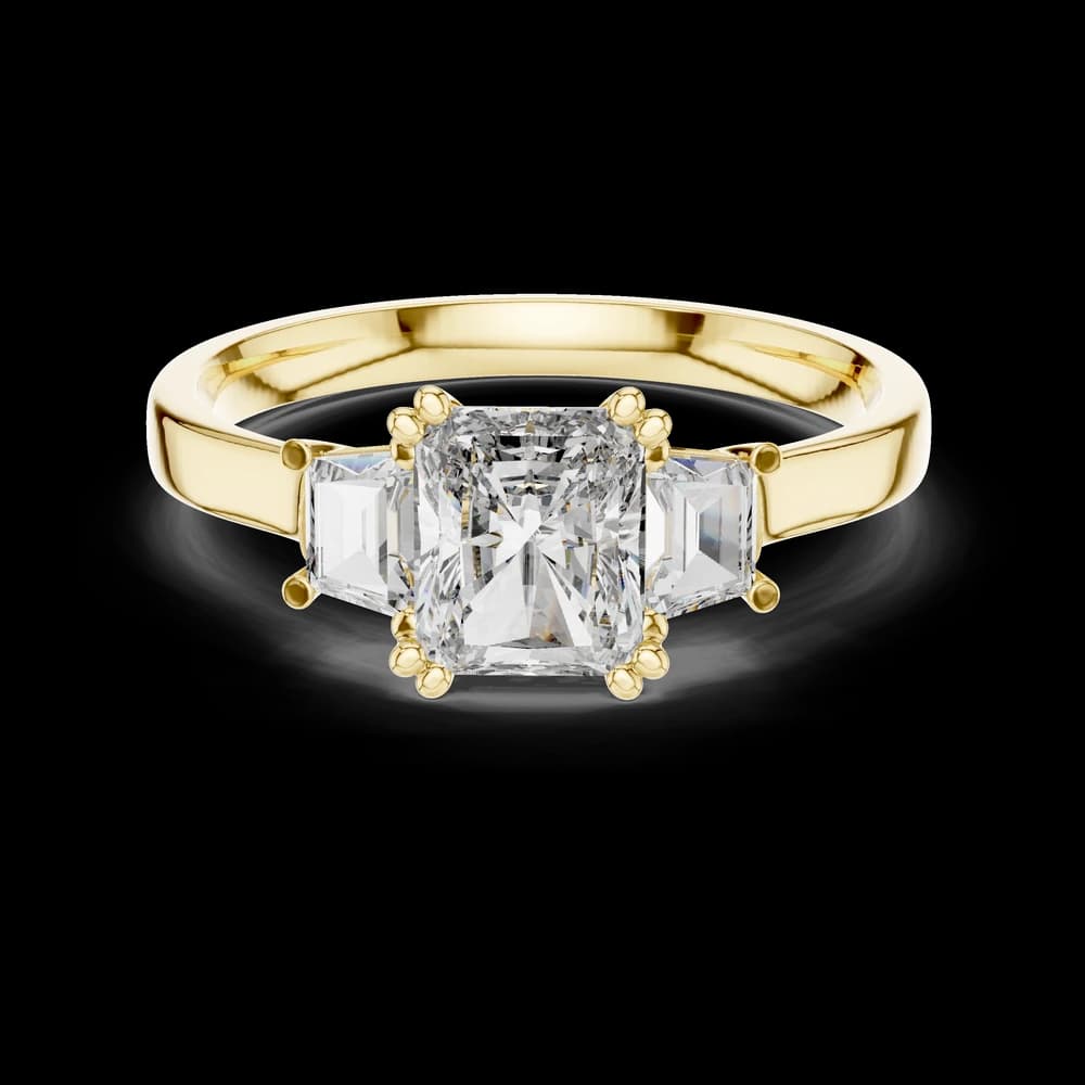 Classic Radiant Three Stone Lab Grown Diamond Ring - Image 3 Classic Radiant Three Stone Lab Grown Diamond Ring, view 3 of 6
