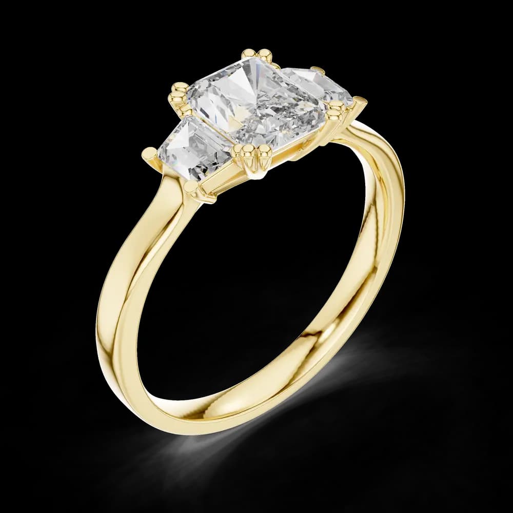 Classic Radiant Three Stone Lab Grown Diamond Ring - Image 5 Classic Radiant Three Stone Lab Grown Diamond Ring, view 5 of 6