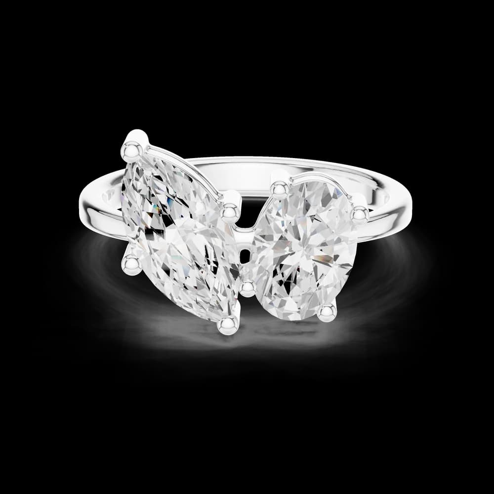 Toi et Moi Marquise and Oval Lab Grown Diamond Ring - Image 2 Toi et Moi Marquise and Oval Lab Grown Diamond Ring, view 2 of 6