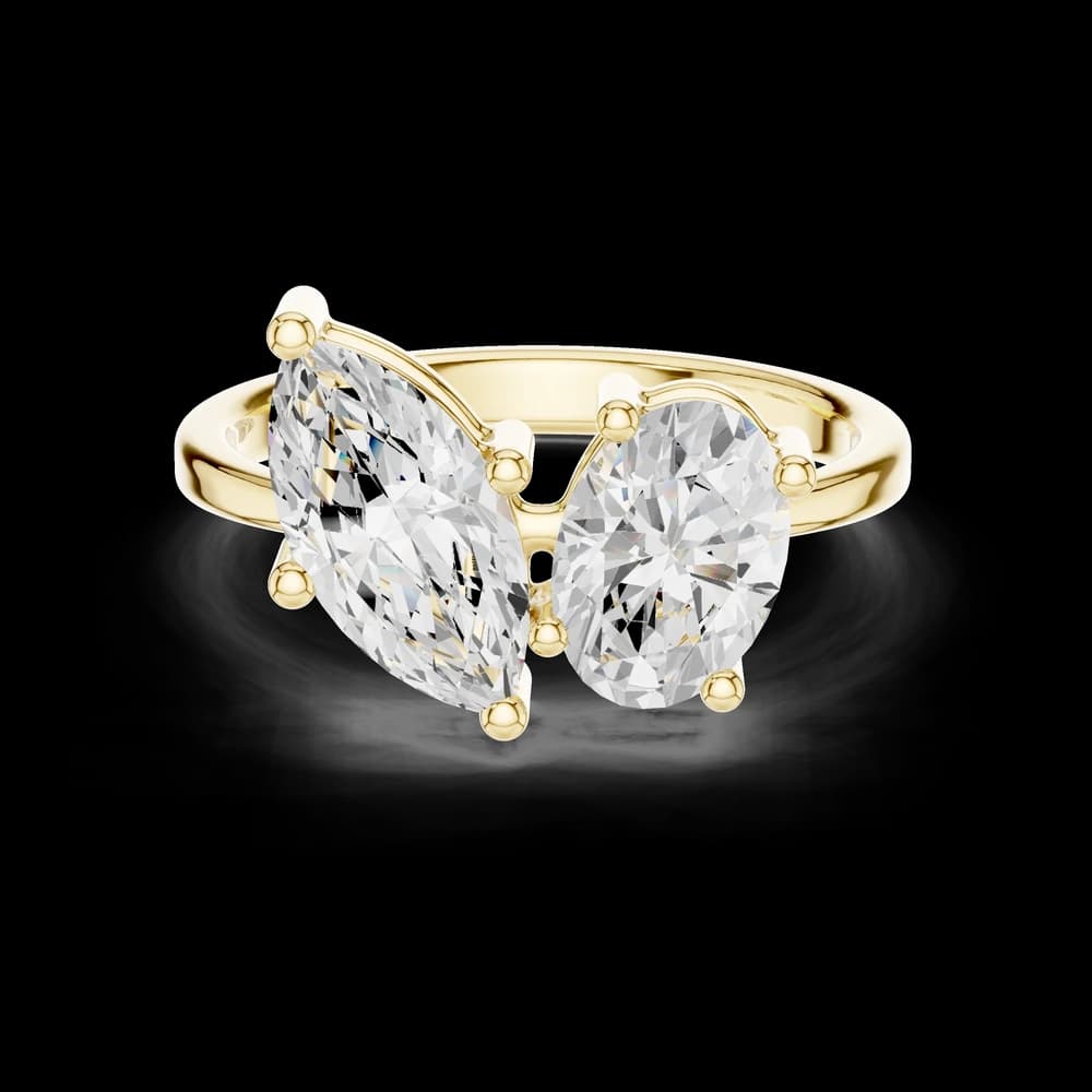Toi et Moi Marquise and Oval Lab Grown Diamond Ring - Image 3 Toi et Moi Marquise and Oval Lab Grown Diamond Ring, view 3 of 6
