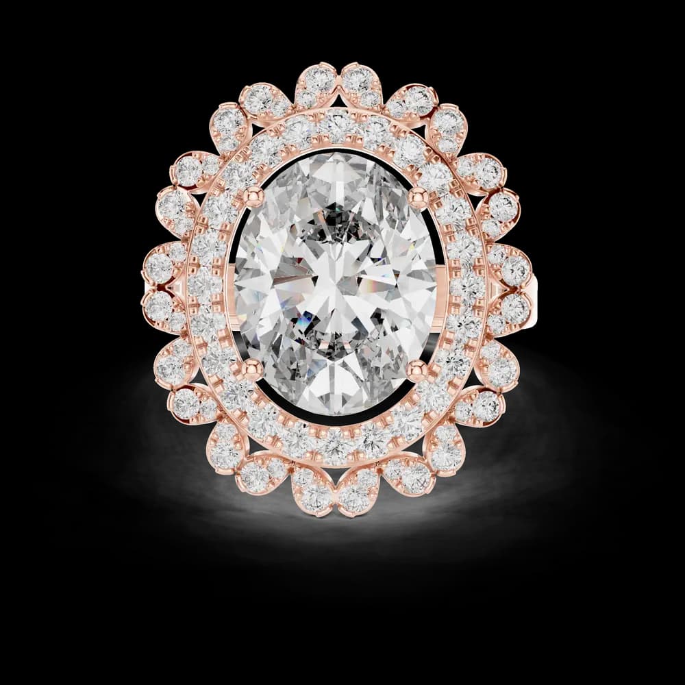 Unique Oval Floral Lab Grown Diamond Ring - Image 1 Unique Oval Floral Lab Grown Diamond Ring, view 1 of 6