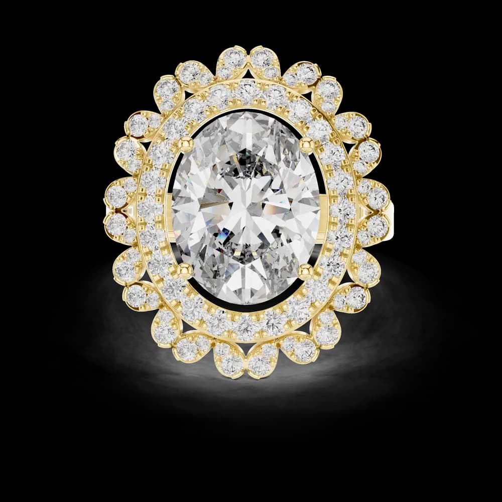 Unique Oval Floral Lab Grown Diamond Ring - Image 3 Unique Oval Floral Lab Grown Diamond Ring, view 3 of 6
