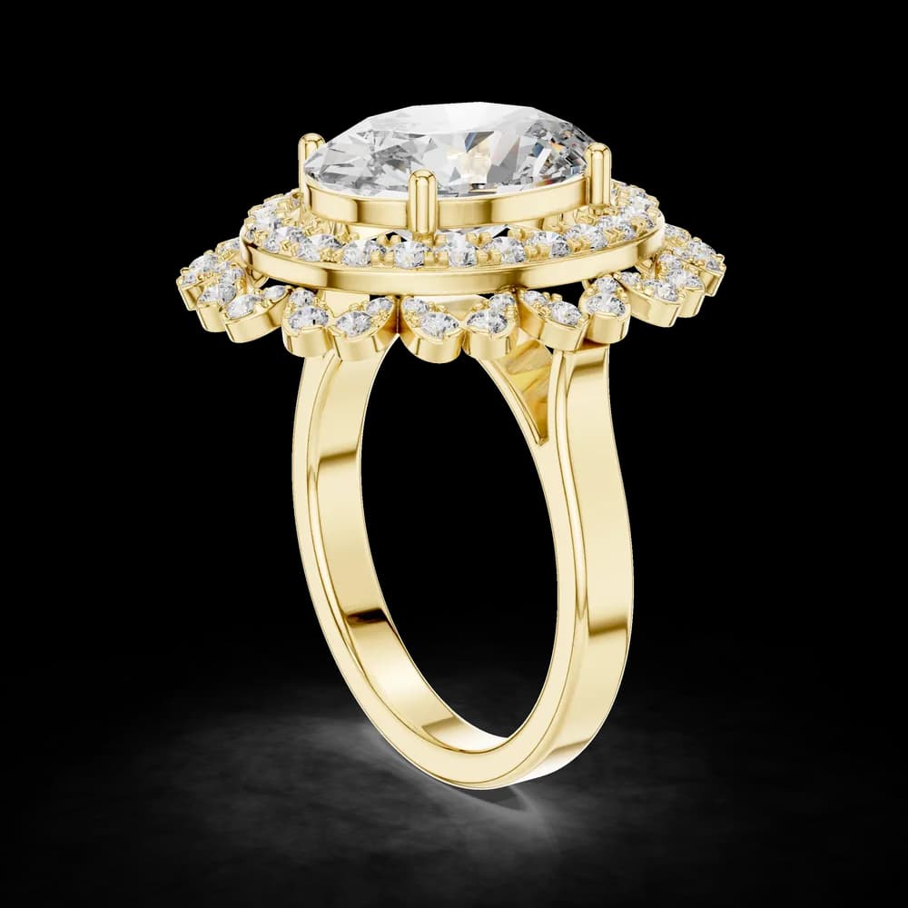 Unique Oval Floral Lab Grown Diamond Ring - Image 4 Unique Oval Floral Lab Grown Diamond Ring, view 4 of 6