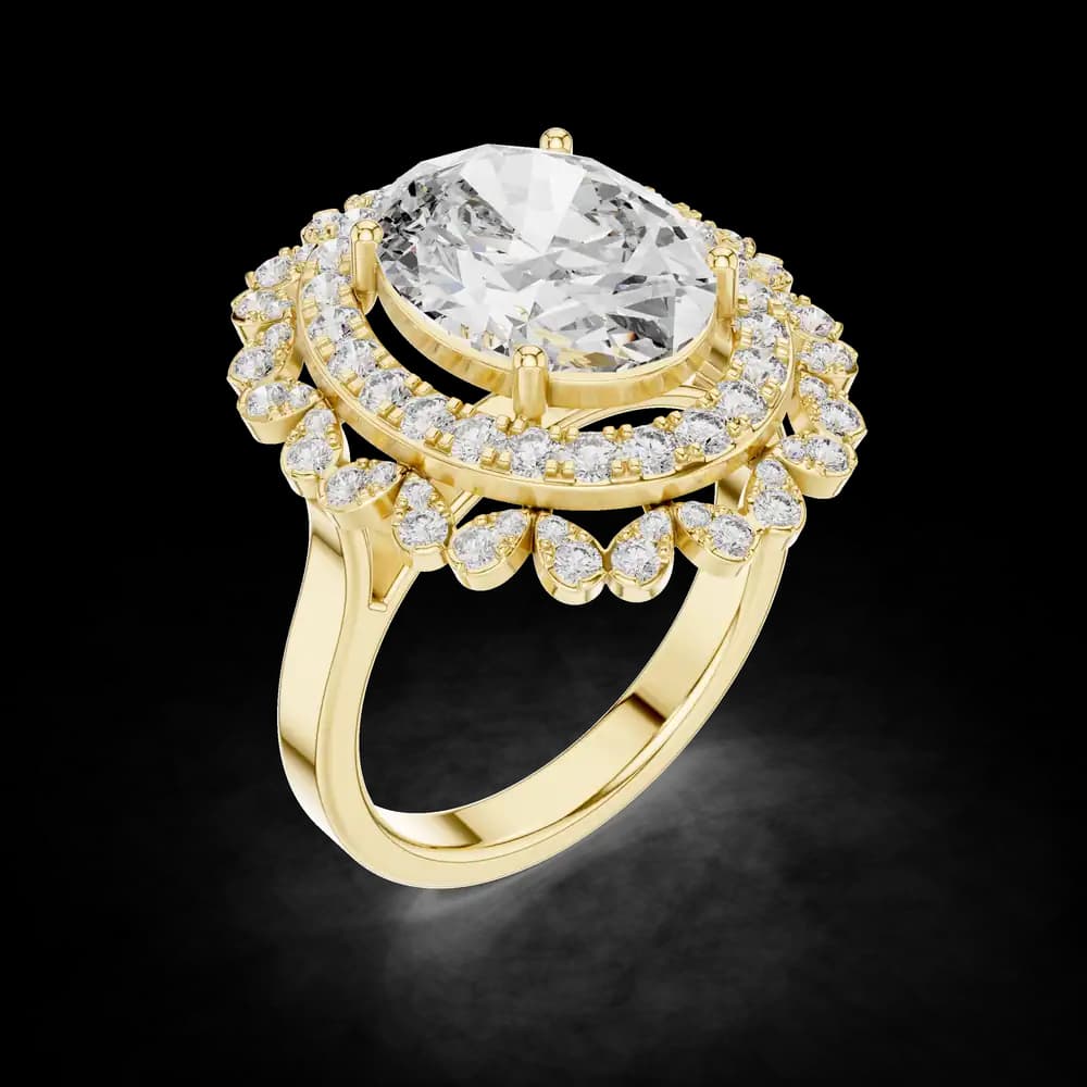 Unique Oval Floral Lab Grown Diamond Ring - Image 5 Unique Oval Floral Lab Grown Diamond Ring, view 5 of 6