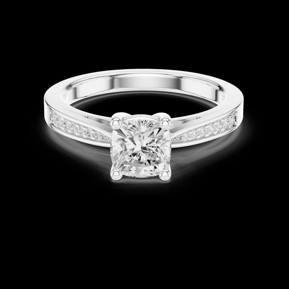Classic Cushion Solitaire Accent Ring - Image 2 Classic Cushion Solitaire Accent Ring, view 2 of 6