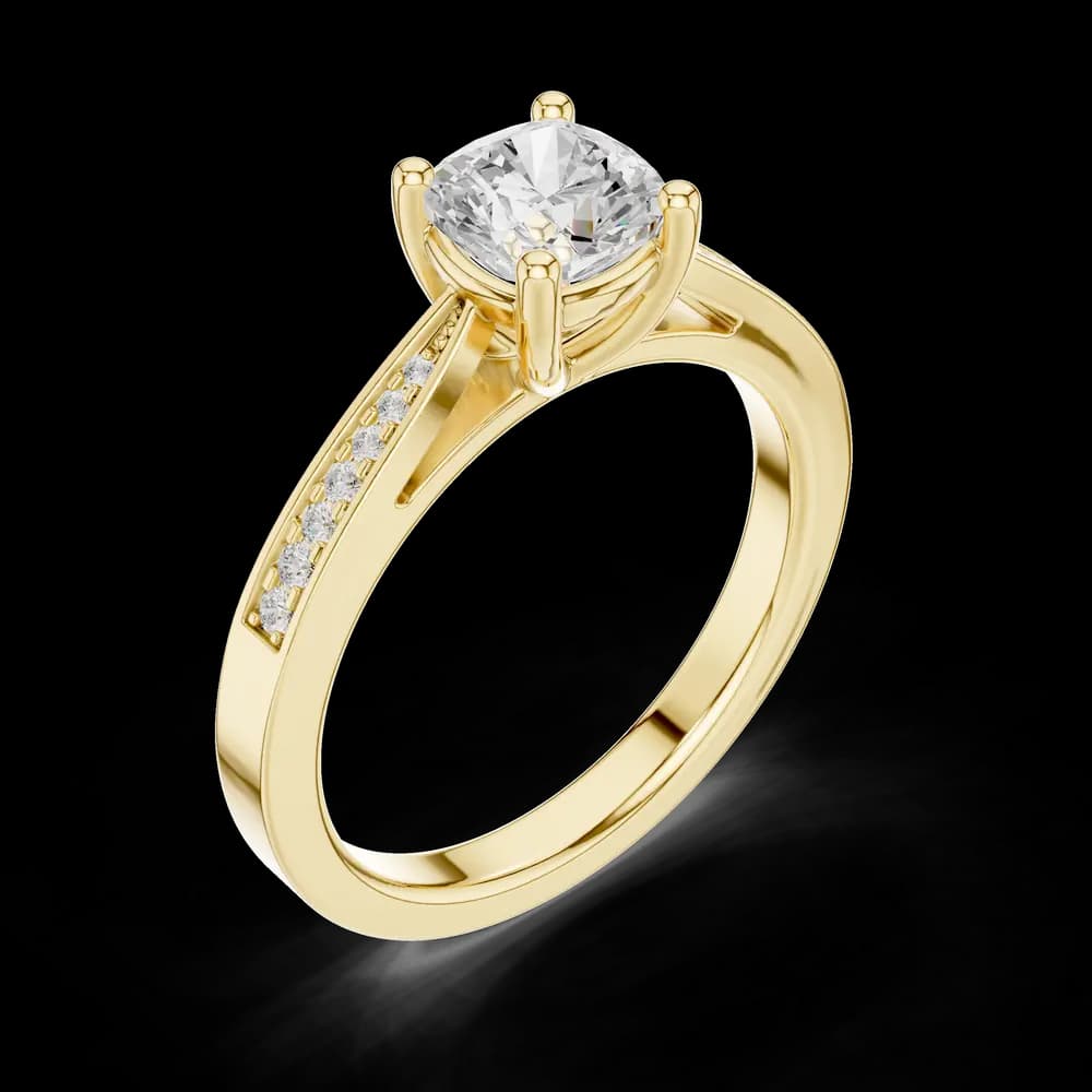 Classic Cushion Solitaire Accent Ring - Image 5 Classic Cushion Solitaire Accent Ring, view 5 of 6