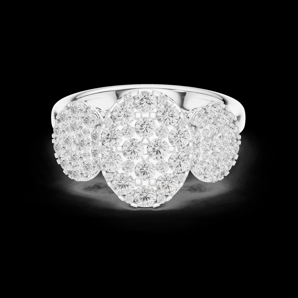 Oval Composite Three Stone Lab Grown Diamond Ring - Image 2 Oval Composite Three Stone Lab Grown Diamond Ring, view 2 of 6