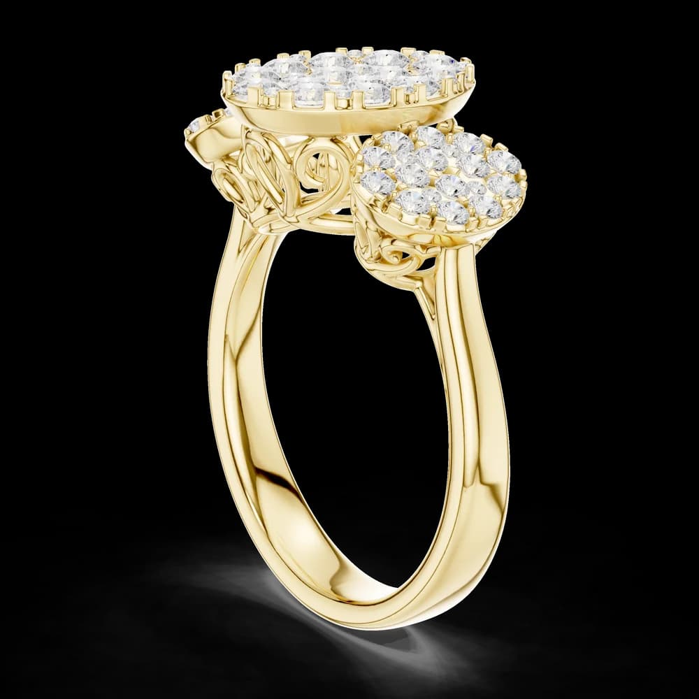 Oval Composite Three Stone Lab Grown Diamond Ring - Image 4 Oval Composite Three Stone Lab Grown Diamond Ring, view 4 of 6