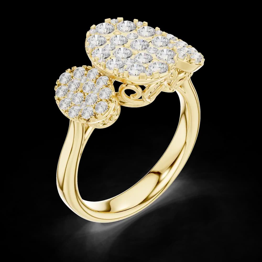 Oval Composite Three Stone Lab Grown Diamond Ring - Image 5 Oval Composite Three Stone Lab Grown Diamond Ring, view 5 of 6