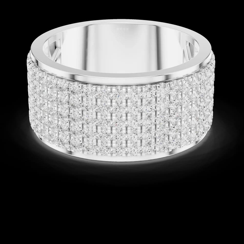 Wide Multi-Row Pavé Diamond Eternity Ring - Image 2 Wide Multi-Row Pavé Diamond Eternity Ring, view 2 of 6