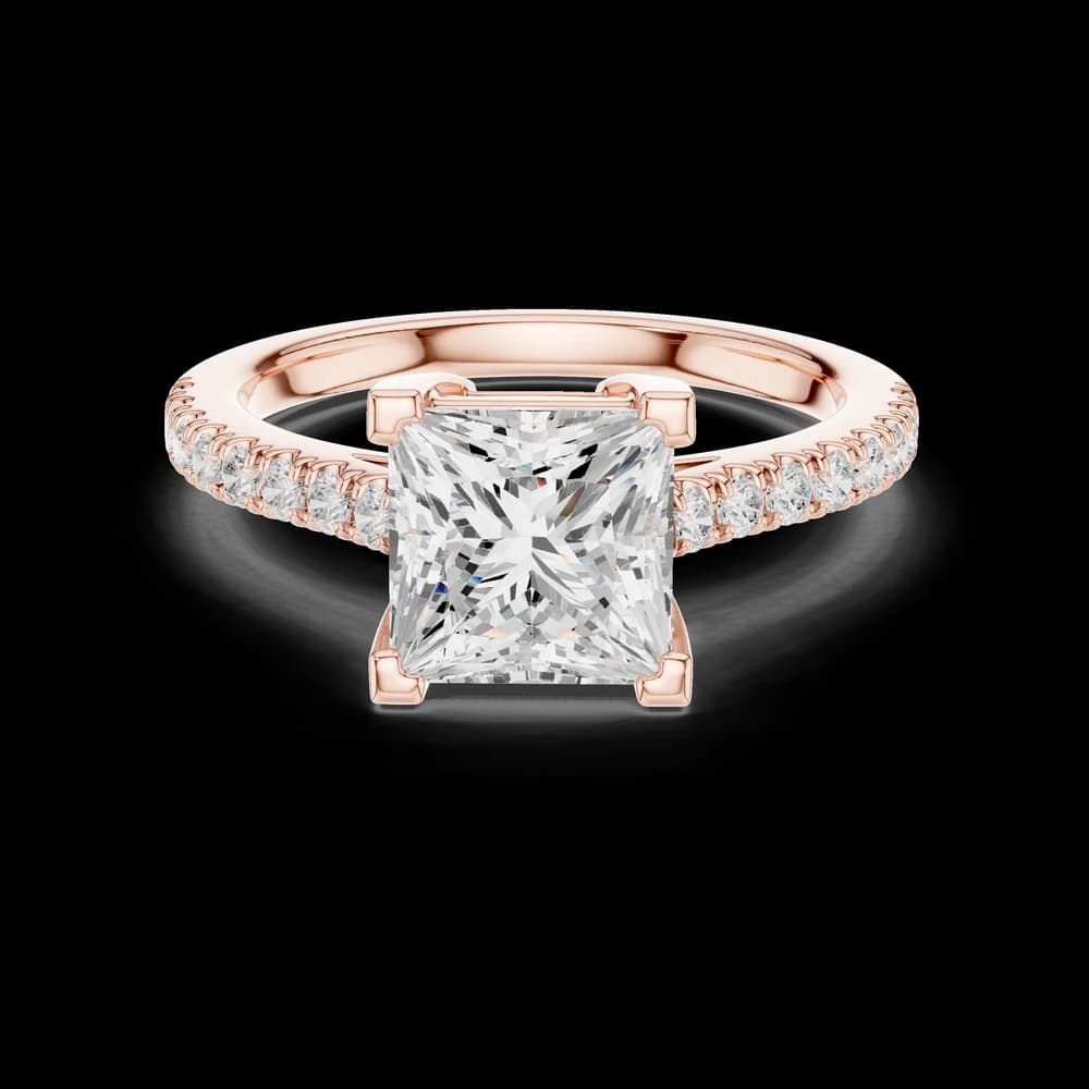 Princess Center Stone Pavé Band Lab Grown Diamond Ring - Image 1 Princess Center Stone Pavé Band Lab Grown Diamond Ring, view 1 of 6