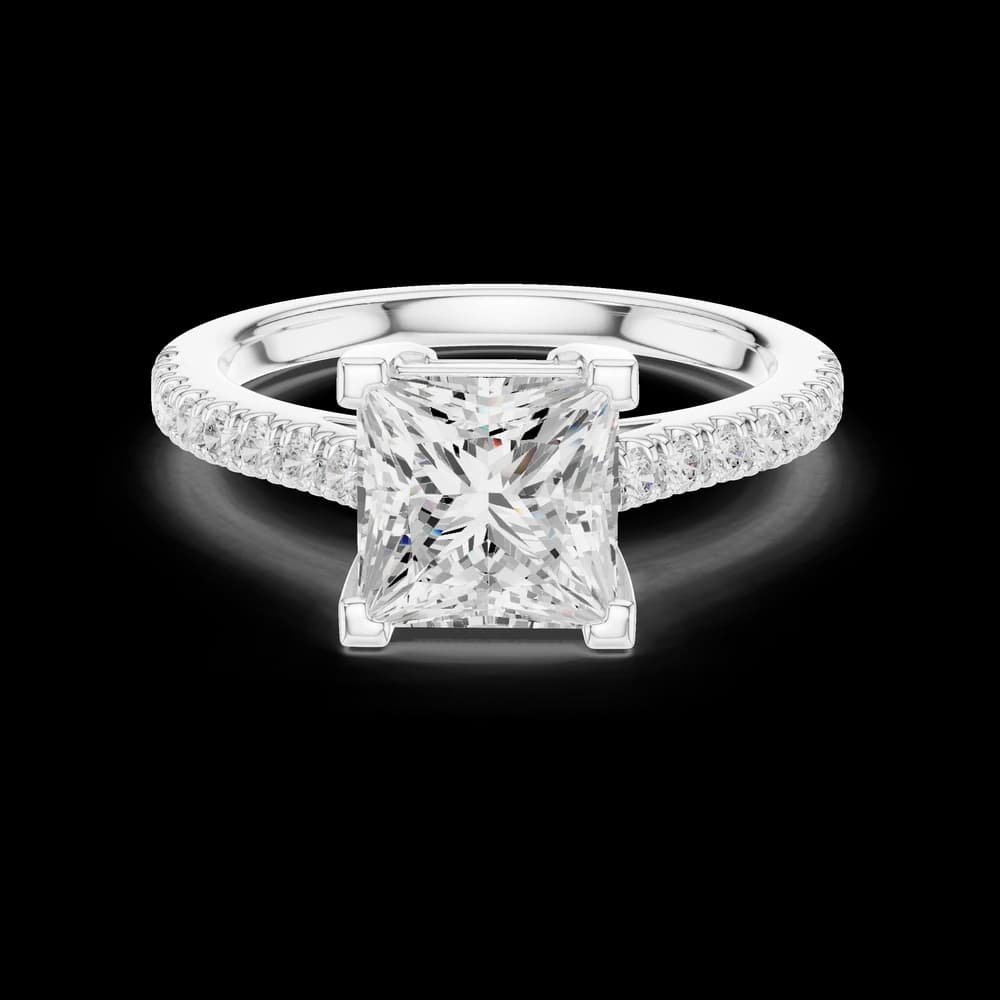 Princess Center Stone Pavé Band Lab Grown Diamond Ring - Image 2 Princess Center Stone Pavé Band Lab Grown Diamond Ring, view 2 of 6