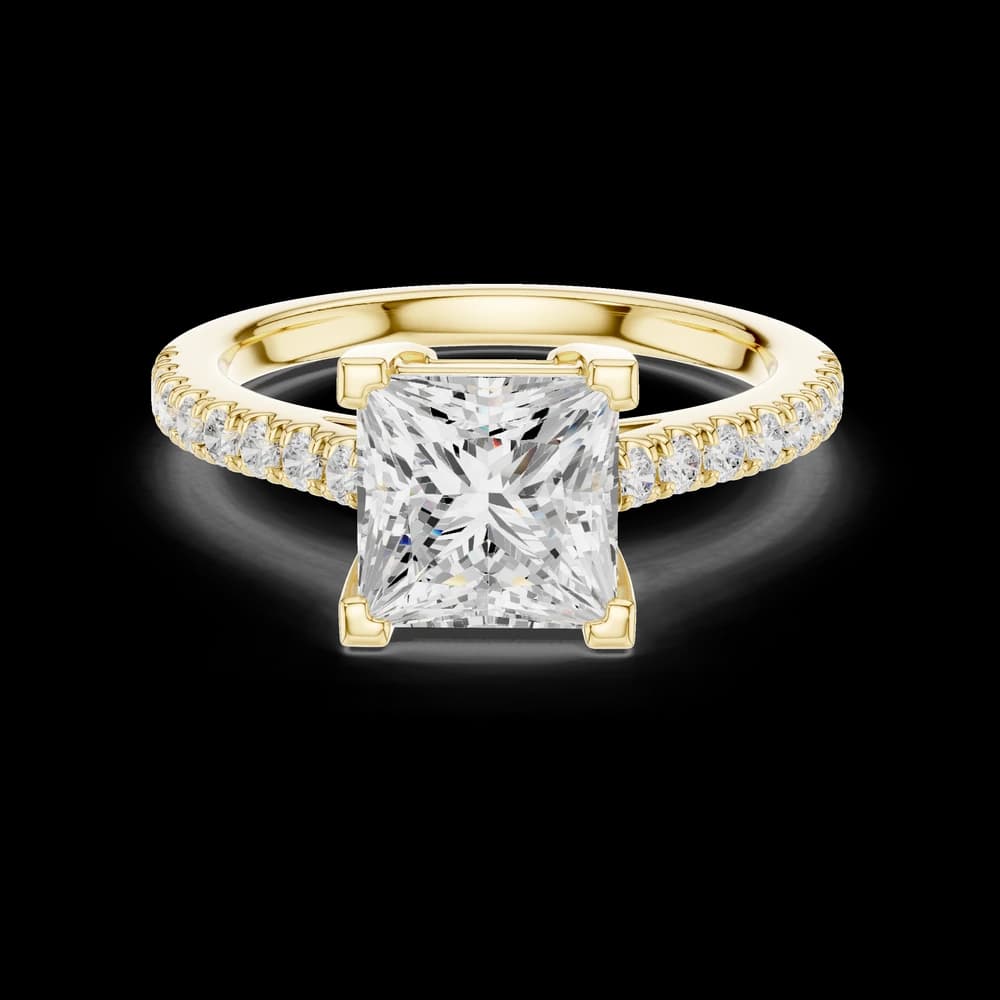 Princess Center Stone Pavé Band Lab Grown Diamond Ring - Image 3 Princess Center Stone Pavé Band Lab Grown Diamond Ring, view 3 of 6