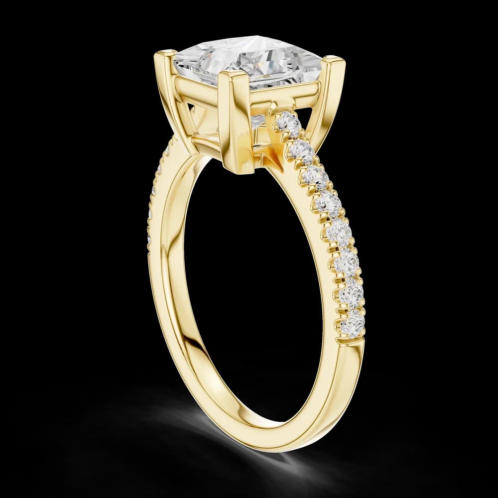 Princess Center Stone Pavé Band Lab Grown Diamond Ring - Image 4 Princess Center Stone Pavé Band Lab Grown Diamond Ring, view 4 of 6