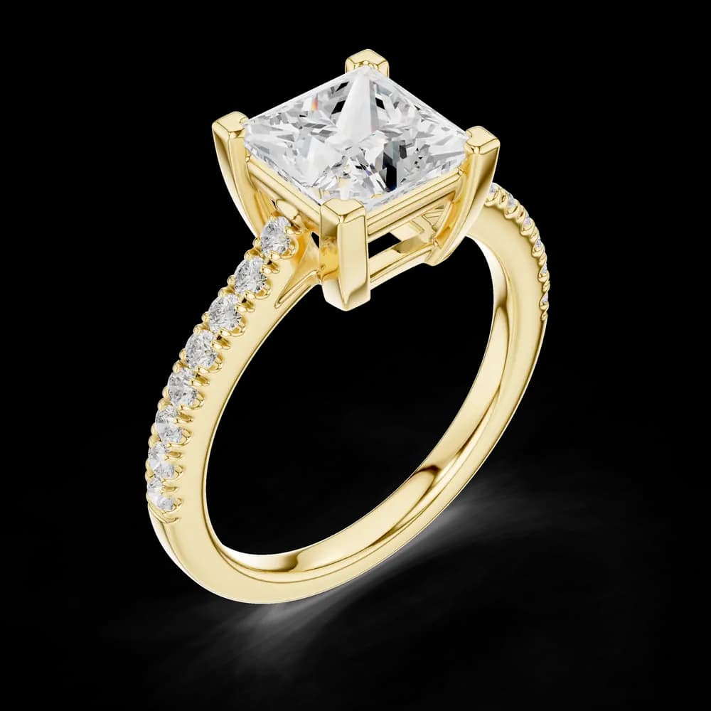 Princess Center Stone Pavé Band Lab Grown Diamond Ring - Image 5 Princess Center Stone Pavé Band Lab Grown Diamond Ring, view 5 of 6