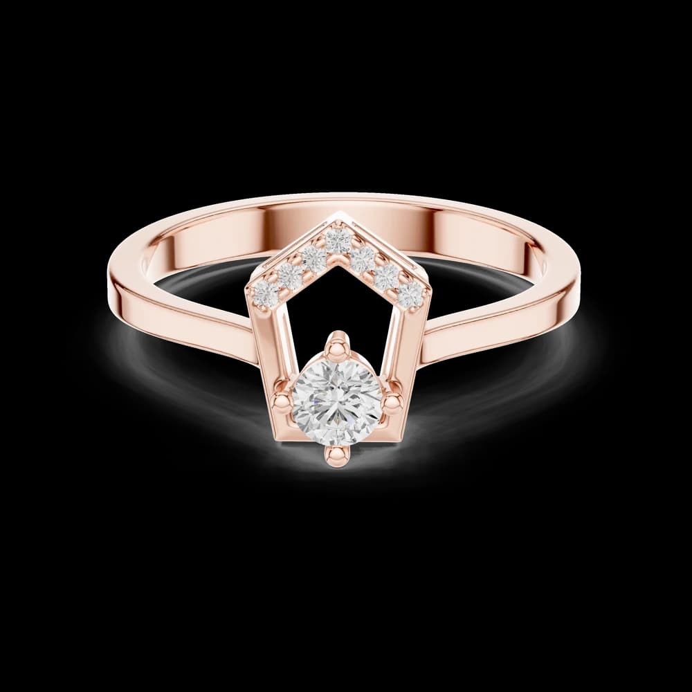 Pentagon Arch Round Lab Grown Diamond Ring - Image 1 Pentagon Arch Round Lab Grown Diamond Ring, view 1 of 6