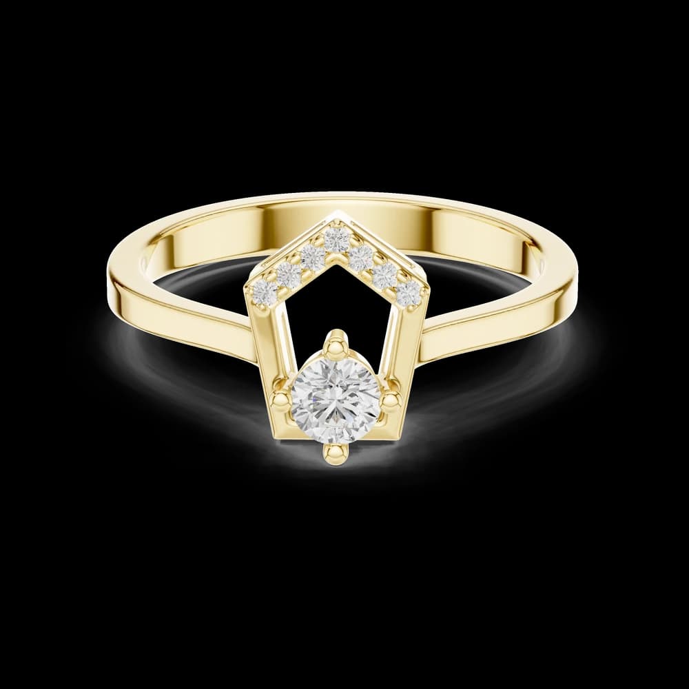 Pentagon Arch Round Lab Grown Diamond Ring - Image 3 Pentagon Arch Round Lab Grown Diamond Ring, view 3 of 6